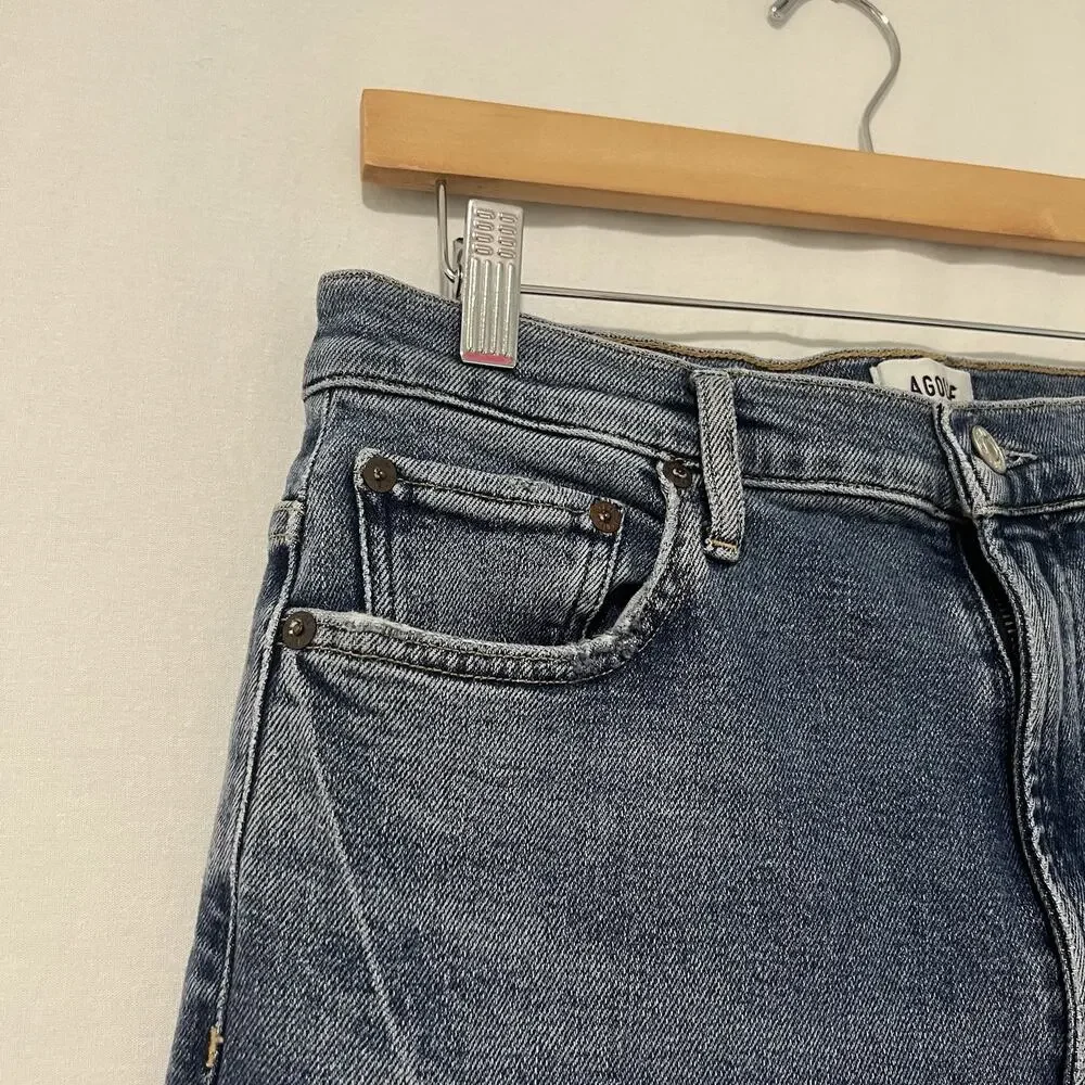 AGOLDE Pinch Waist Stovepipe Jeans Denim Size 30 Super High Rise Blue A165b - Picture 4 of 15